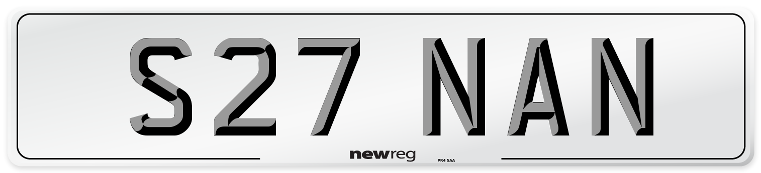 S27 NAN Number Plate from New Reg